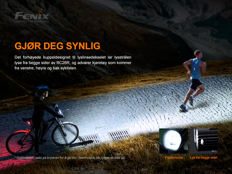 Fenix sykkellykt BC26R og baklykt BC05R V2.0